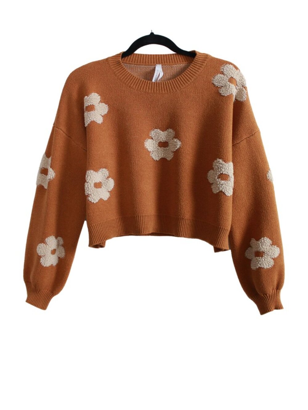 Dreamers Oversized Cropped Floral Knit Sweater (M)